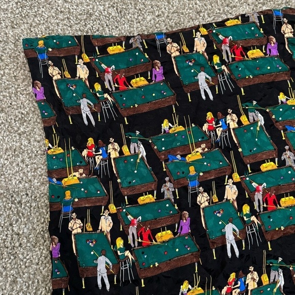 VTG 90's Playing Pool Graphic Scarf 100% Silk Hand Sewn Colorful Retro Party - Picture 2 of 8
